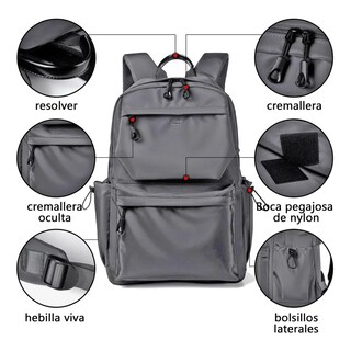 Foto 3 | Mochila Multifuncional De Moda Con Puerto Usb Para Hombre Poliéster Lab.g Gris