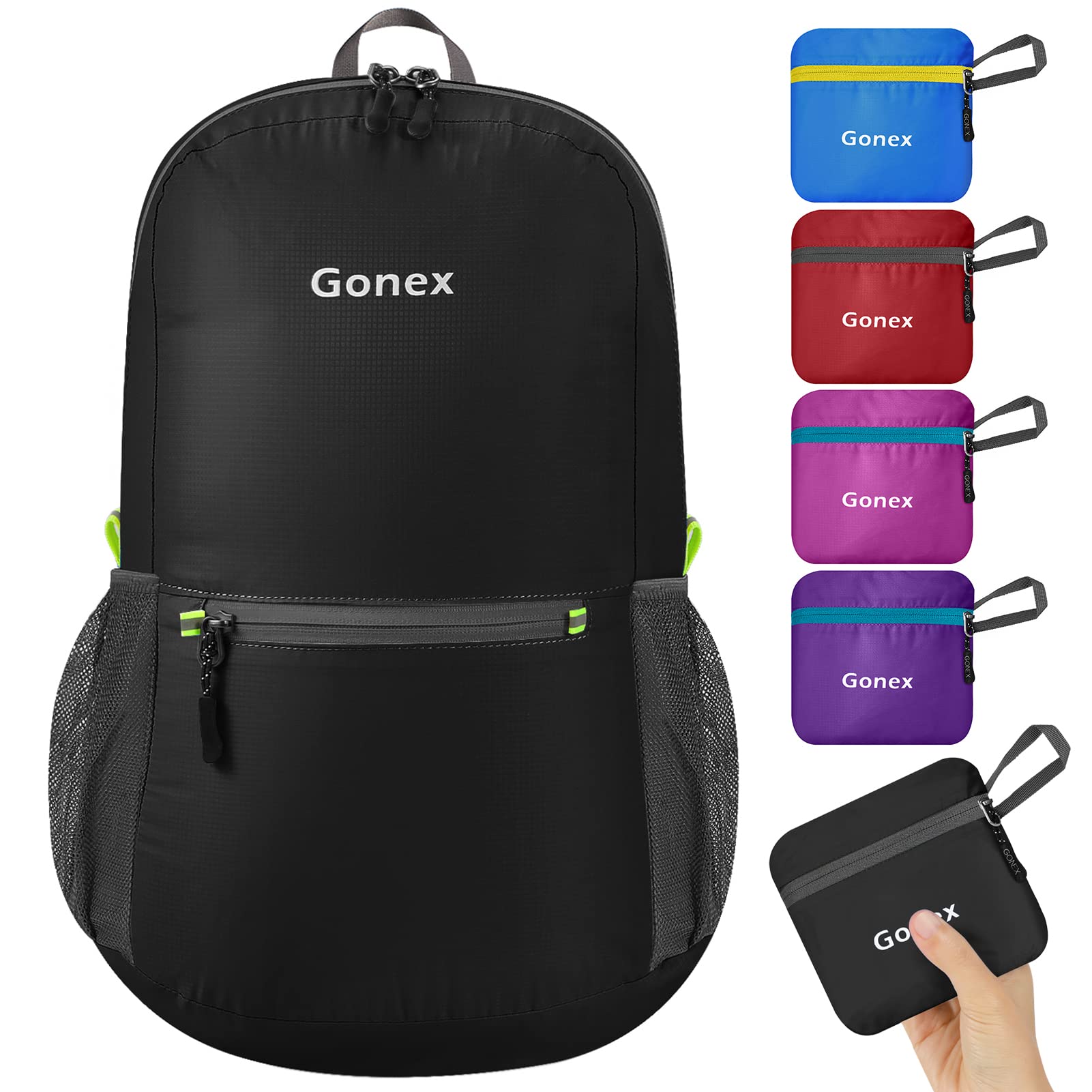 Foto 2 pulgar | Mochila Gonex Ultraligera Y Plegable De 20 Litros (negra) - Venta Internacional.
