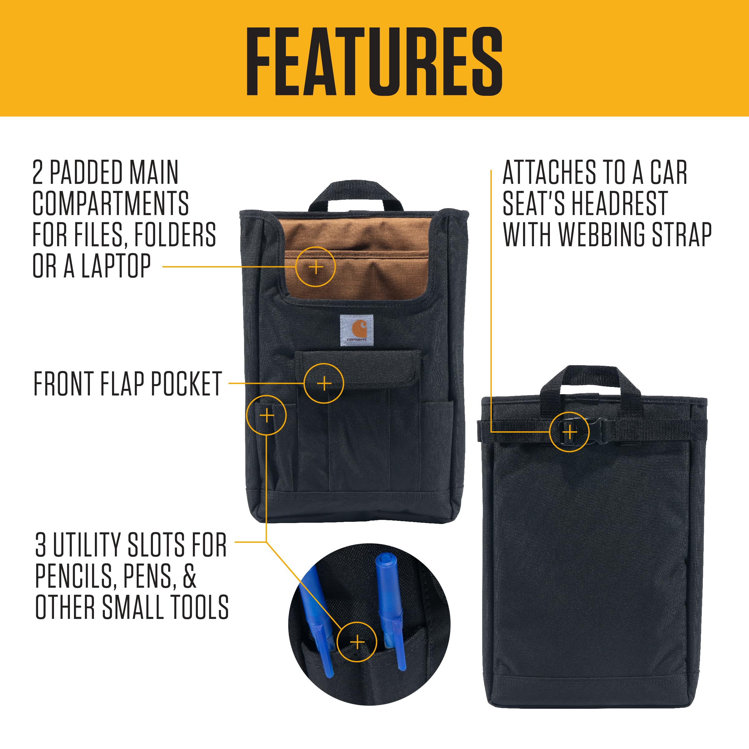 Foto 3 pulgar | Organizador Carhartt Para Asiento Delantero De Coche, Almacenamiento Para Asientos De Pasajeros - Venta Internacional.