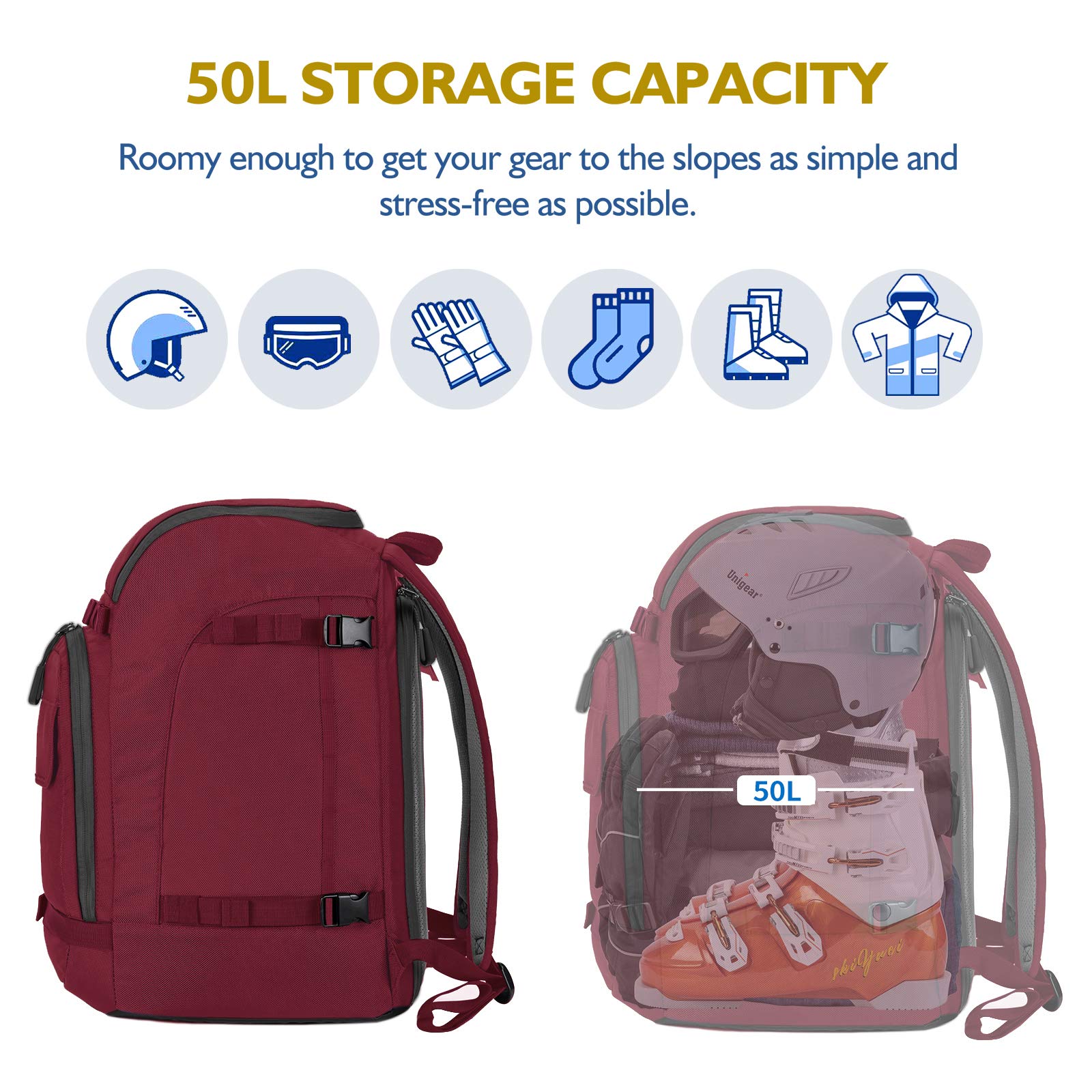 Foto 3 pulgar | Bolsa Para Botas De Esquí Unigear 50l, Mochila De Viaje Para Botas De Esquí (roja) - Venta Internacional.