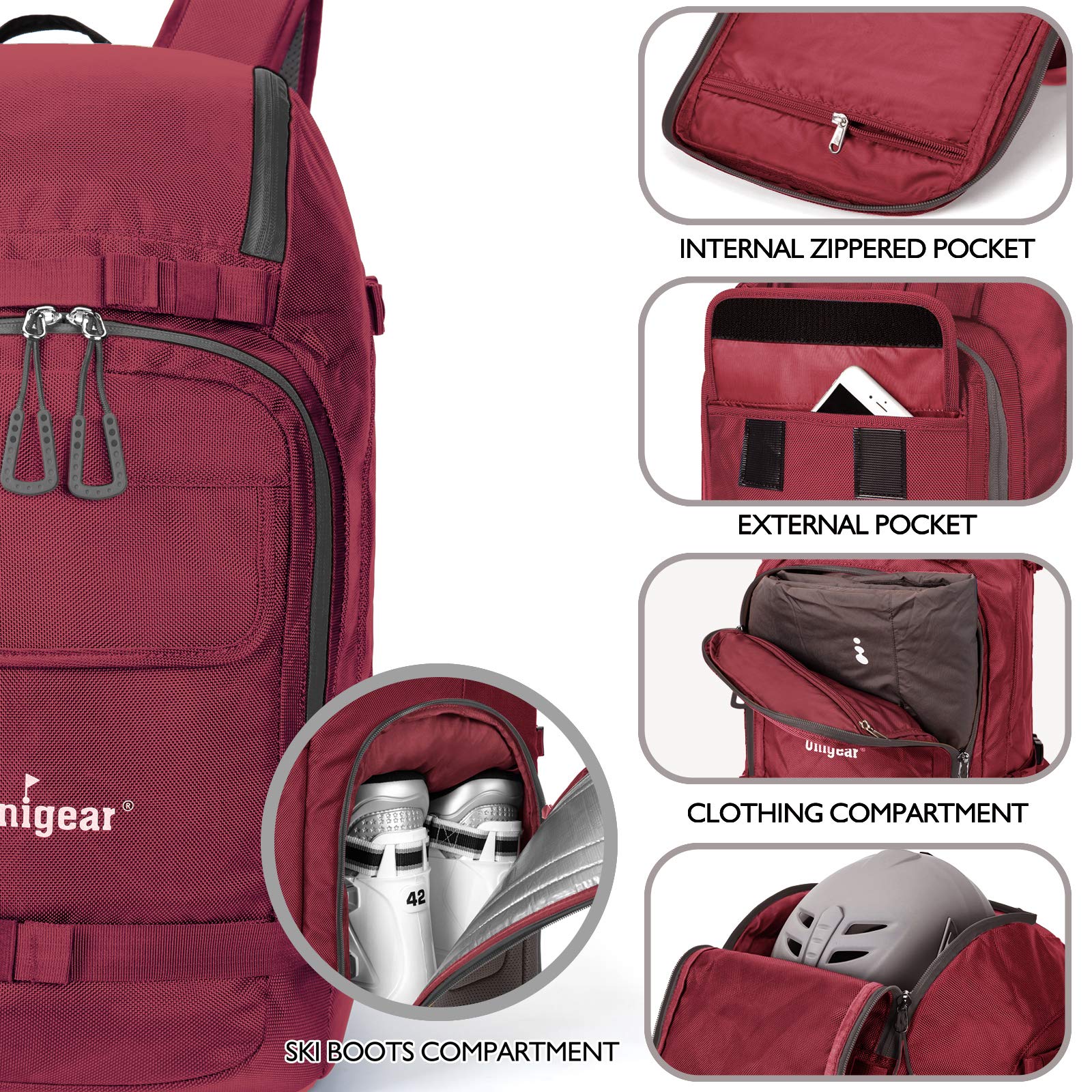 Foto 4 pulgar | Bolsa Para Botas De Esquí Unigear 50l, Mochila De Viaje Para Botas De Esquí (roja) - Venta Internacional.