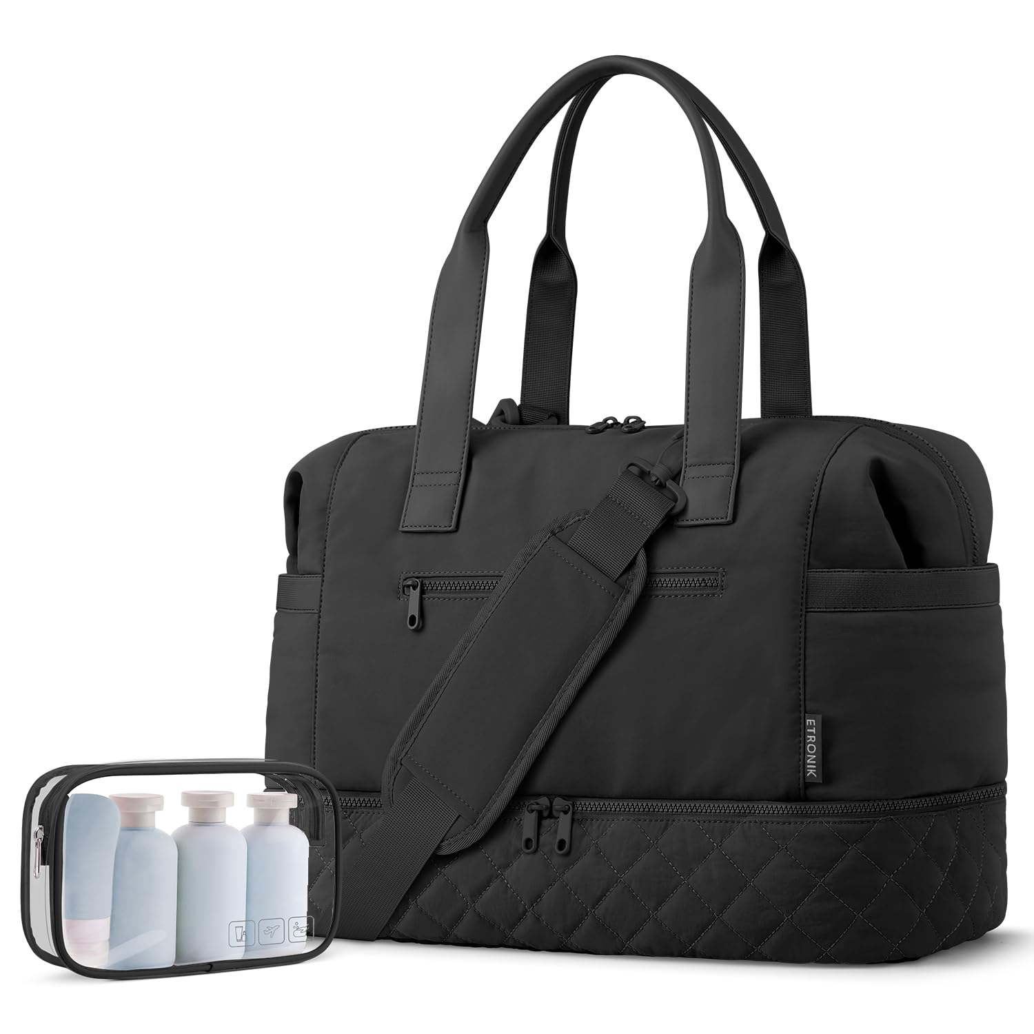 Foto 2 pulgar | Bolsa De Fin De Semana Etronik Para Mujer Con Compartimento Para Zapatos, Color Negro - Venta Internacional.