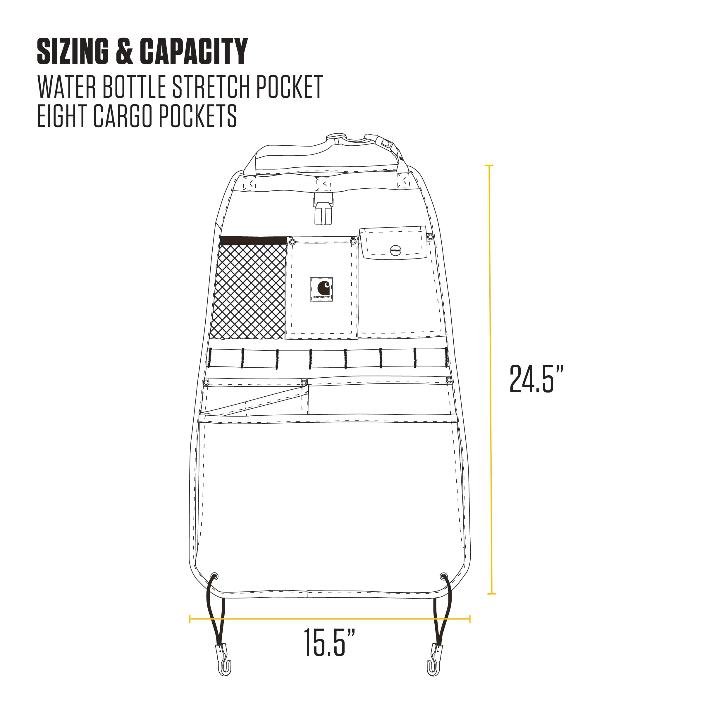 Foto 6 pulgar | Organizador De Respaldo De Asiento Carhartt Universal De Nailon Para Patos - Venta Internacional.