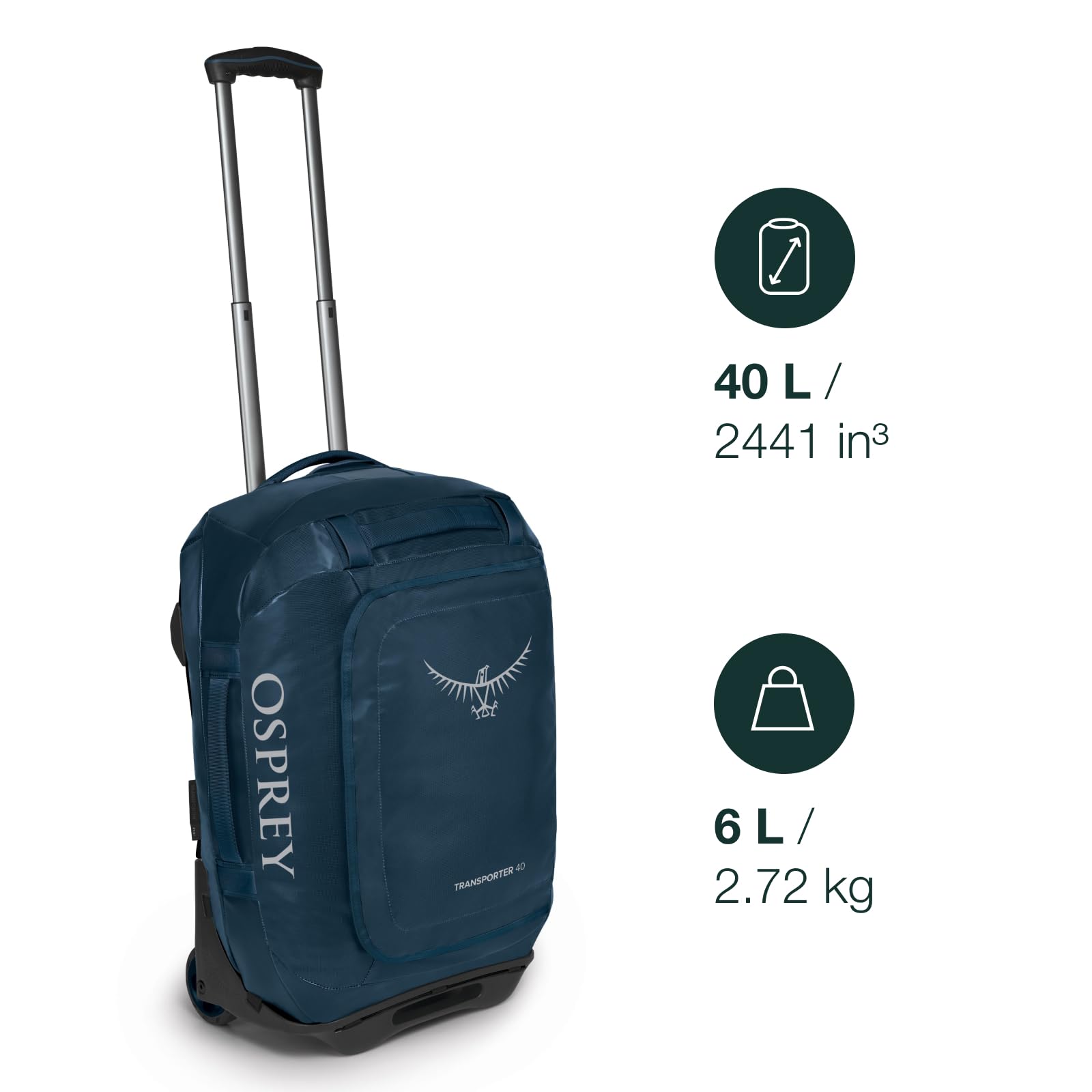 Foto 2 | Bolsa De Viaje Con Ruedas Osprey Transporter 40l Venturi Blue - Venta Internacional.