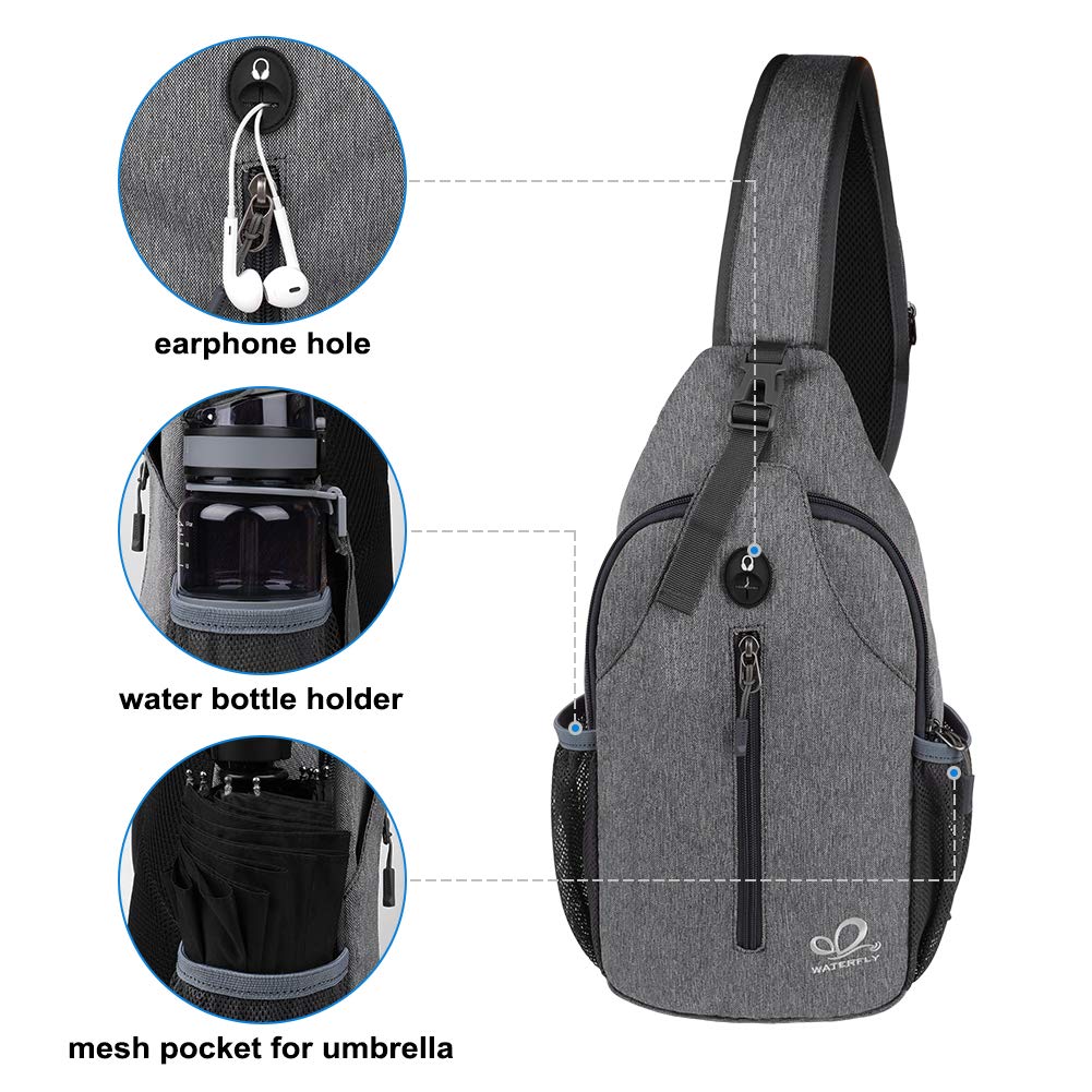 Foto 5 pulgar | Mochila Bandolera Waterfly, Bandolera, De Viaje, Senderismo, Gris - Venta Internacional.