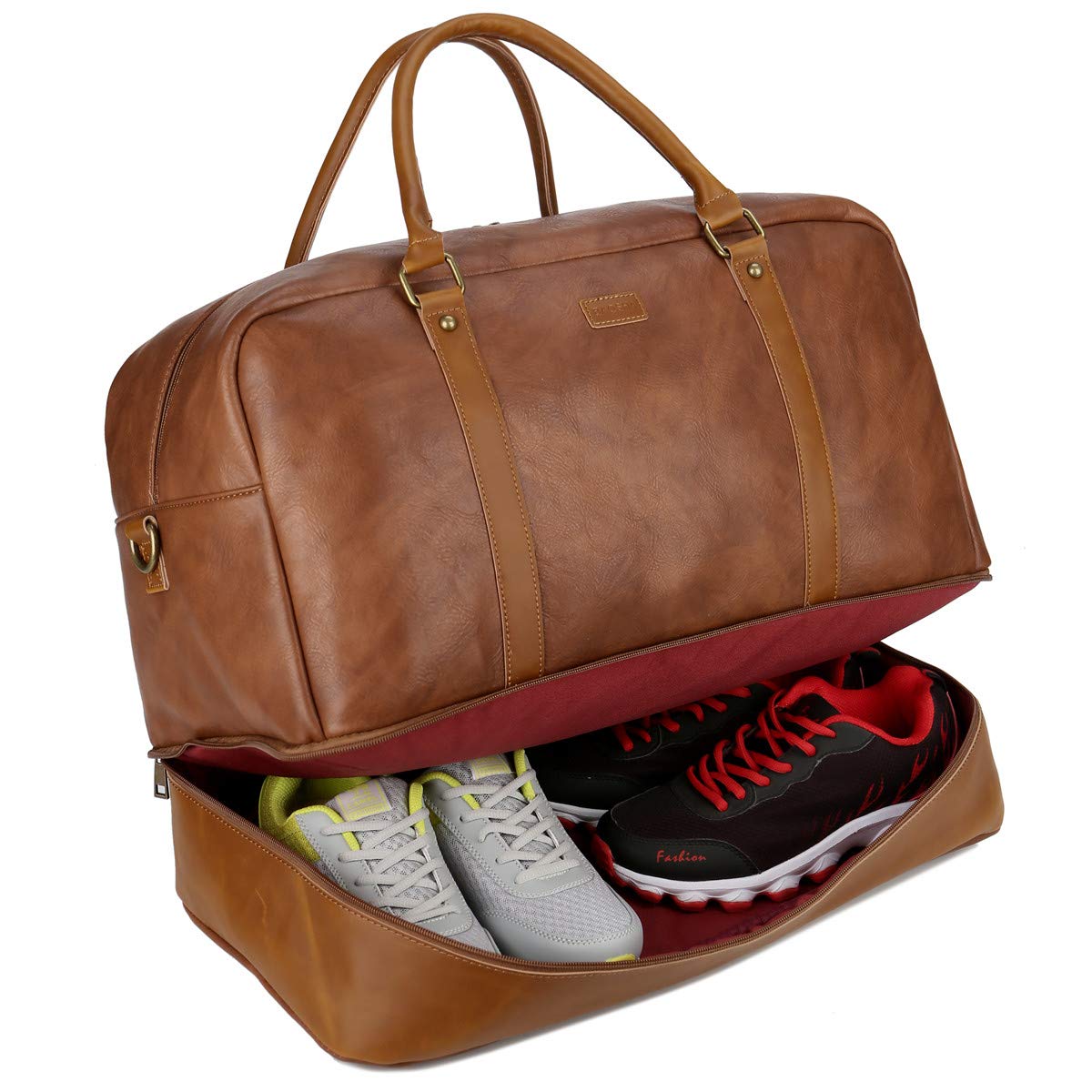 Foto 3 pulgar | Bolsa De Viaje Baosha De Piel Vegana Hb-38 Marrón - Venta Internacional.