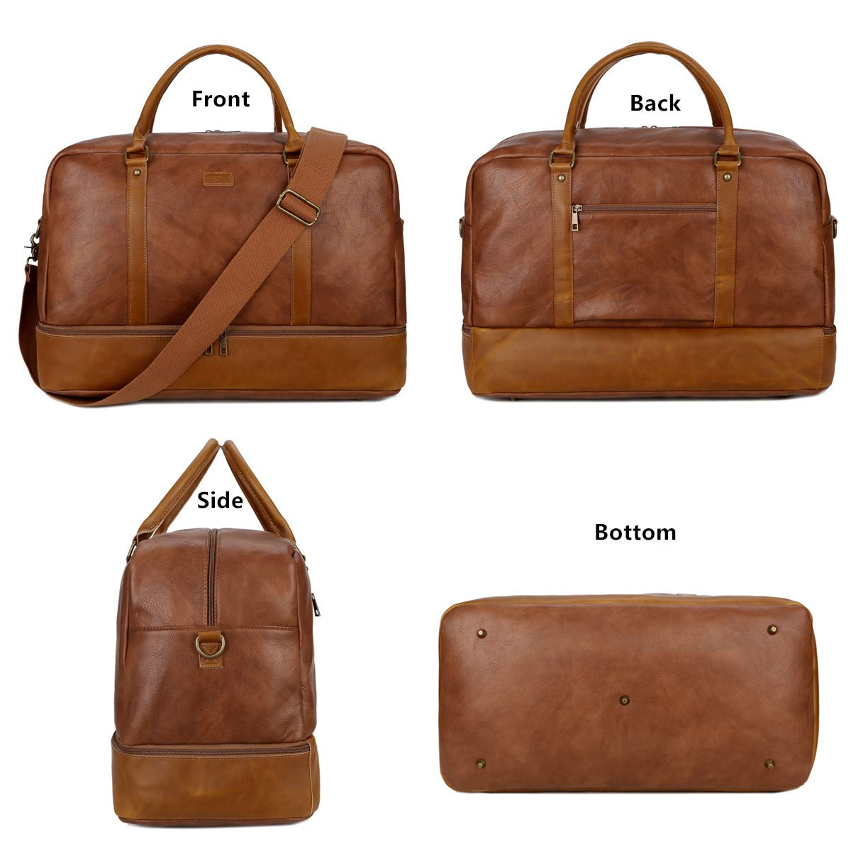 Foto 5 pulgar | Bolsa De Viaje Baosha De Piel Vegana Hb-38 Marrón - Venta Internacional.