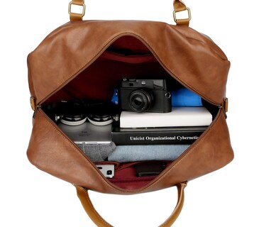 Foto 6 | Bolsa De Viaje Baosha De Piel Vegana Hb-38 Marrón - Venta Internacional.