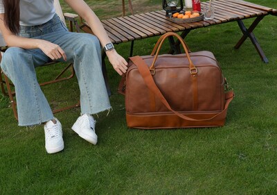 Foto 7 | Bolsa De Viaje Baosha De Piel Vegana Hb-38 Marrón - Venta Internacional.