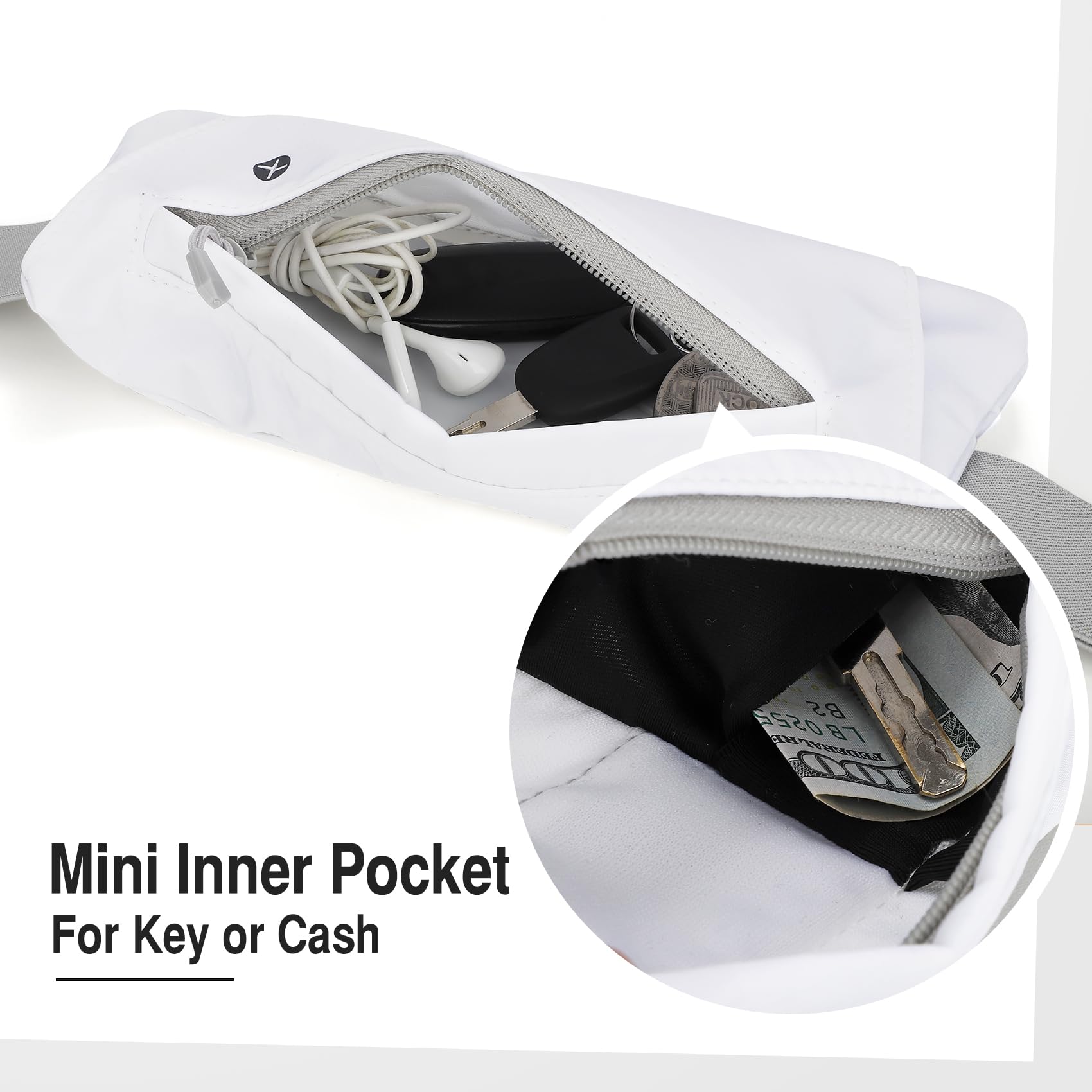 Foto 7 pulgar | Cinturón Para Correr Whippy, Riñonera Delgada, Bolsa De Pecho, Blanca - Venta Internacional.