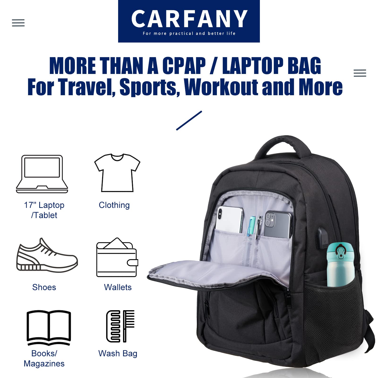 Foto 5 | Mochila Carfany Para Máquina Cpap Y Portátil - Venta Internacional.
