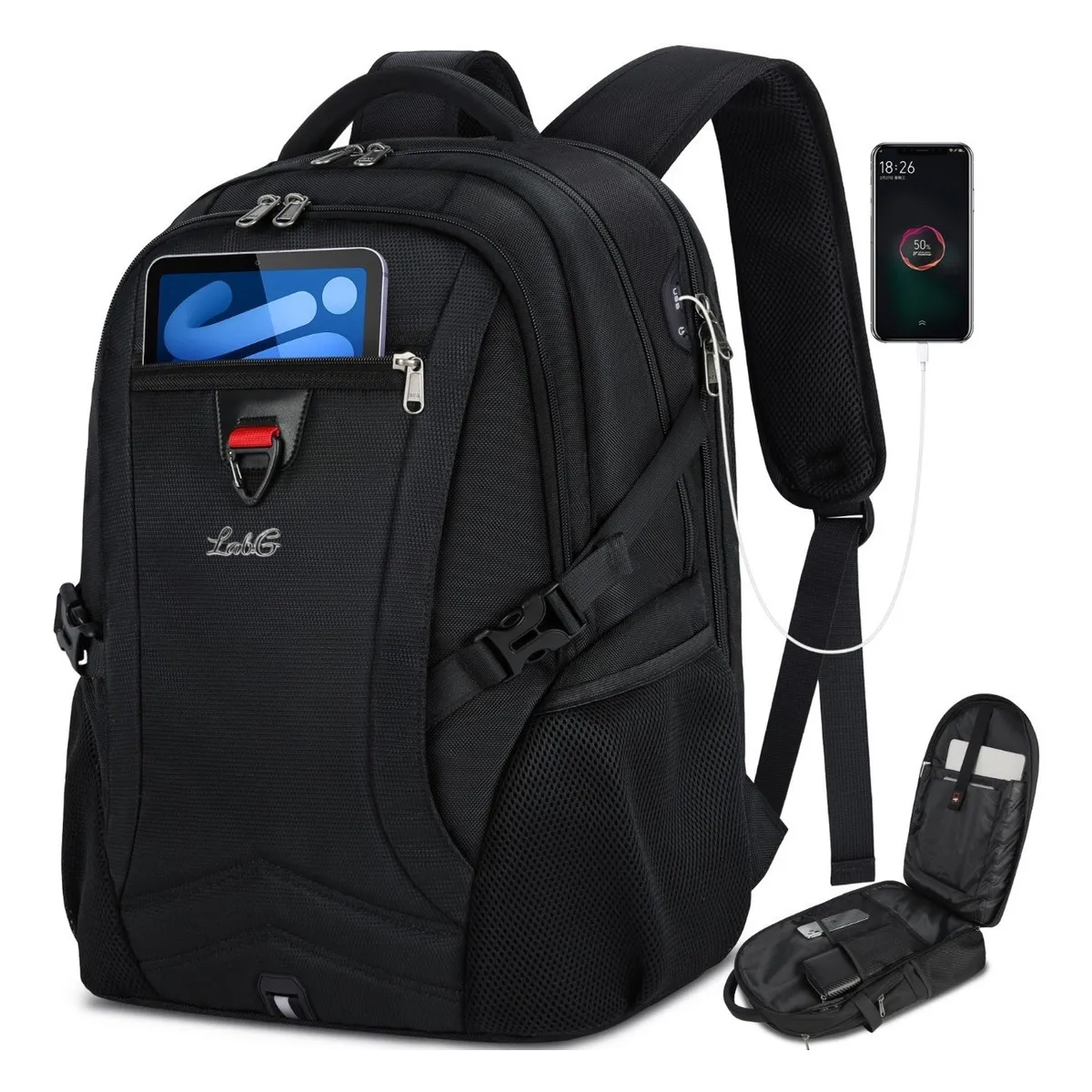 Foto 2 | Mochila Viaje Caballero, Unisex, Negro Total 45 L Lab.g Negro