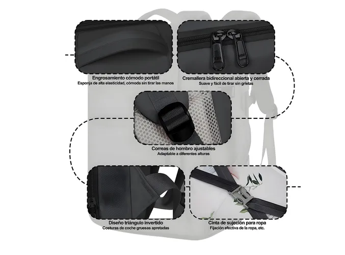 Foto 4 | Mochila Xtellar Para Laptop Mochilas Escolares Mochila De Viaje Mochila Impermeable Para Portátil Carga Por Usb Exte