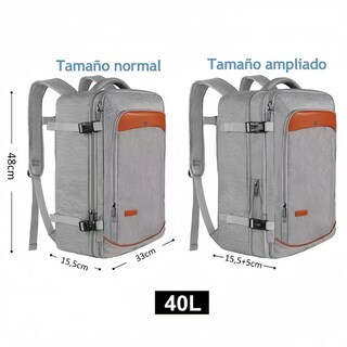 Foto 3 | Mochila De Viaje Expandible Antirrobo De 40 L Eo Safe Imports Esi-19854 Gris