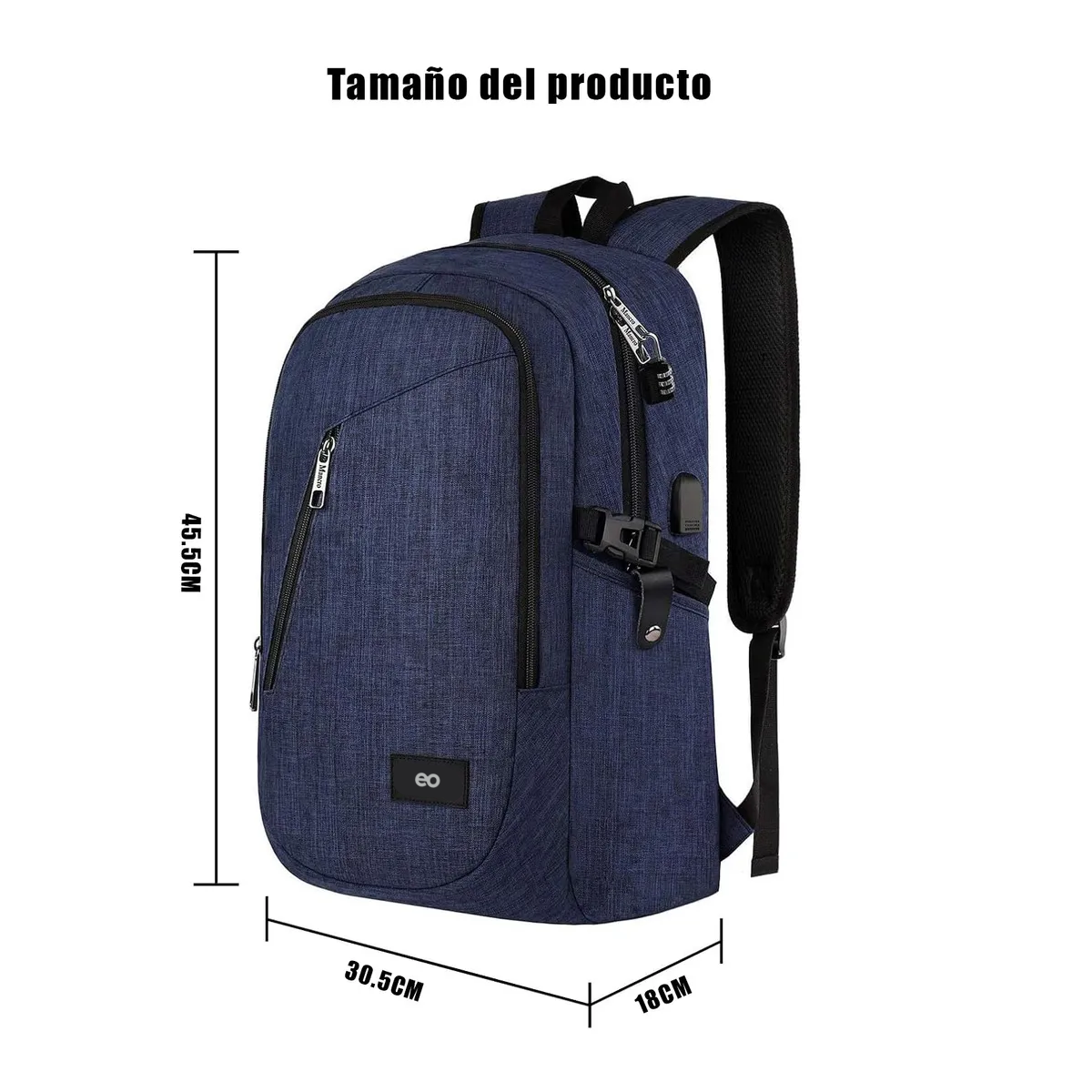 Foto 3 pulgar | Mochila Para Laptop Impermeable Y Antirrobo Con Candado Eo Safe Imports Esi-19856 Azul
