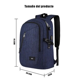 Foto 4 | Mochila Para Laptop Impermeable Y Antirrobo Con Candado Eo Safe Imports Esi-19856 Azul