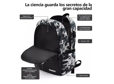 Foto 2 | Xtellar Mochila Antirrobo Multiusos Con Compartimentos De Almacenamiento, Impermeable, Oxford 900d, Estilo Camuflaje Ch