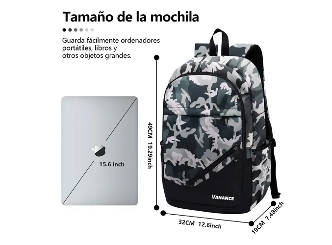 Foto 6 pulgar | Xtellar Mochila Antirrobo Multiusos Con Compartimentos De Almacenamiento, Impermeable, Oxford 900d, Estilo Camuflaje Ch