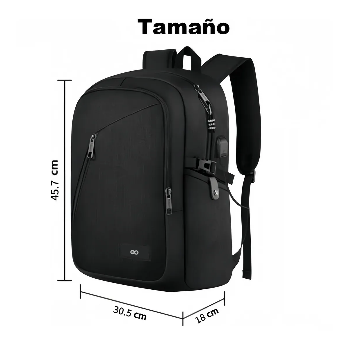 Foto 3 pulgar | Mochila Para Laptop Impermeable Y Antirrobo Eo Safe Imports Esi-19855 Negro