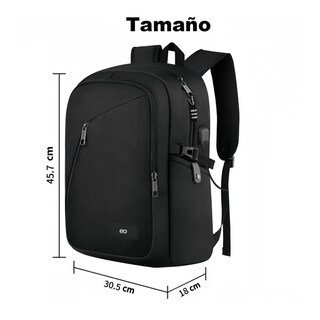Foto 2 | Mochila Para Laptop Impermeable Y Antirrobo Eo Safe Imports Esi-19855 Negro