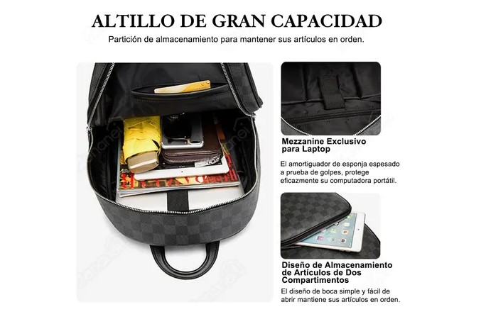 Foto 6 pulgar | Xtellar Mochila De Viaje Elegante De Cuadros Unisex Para Hombres Y Mujeres