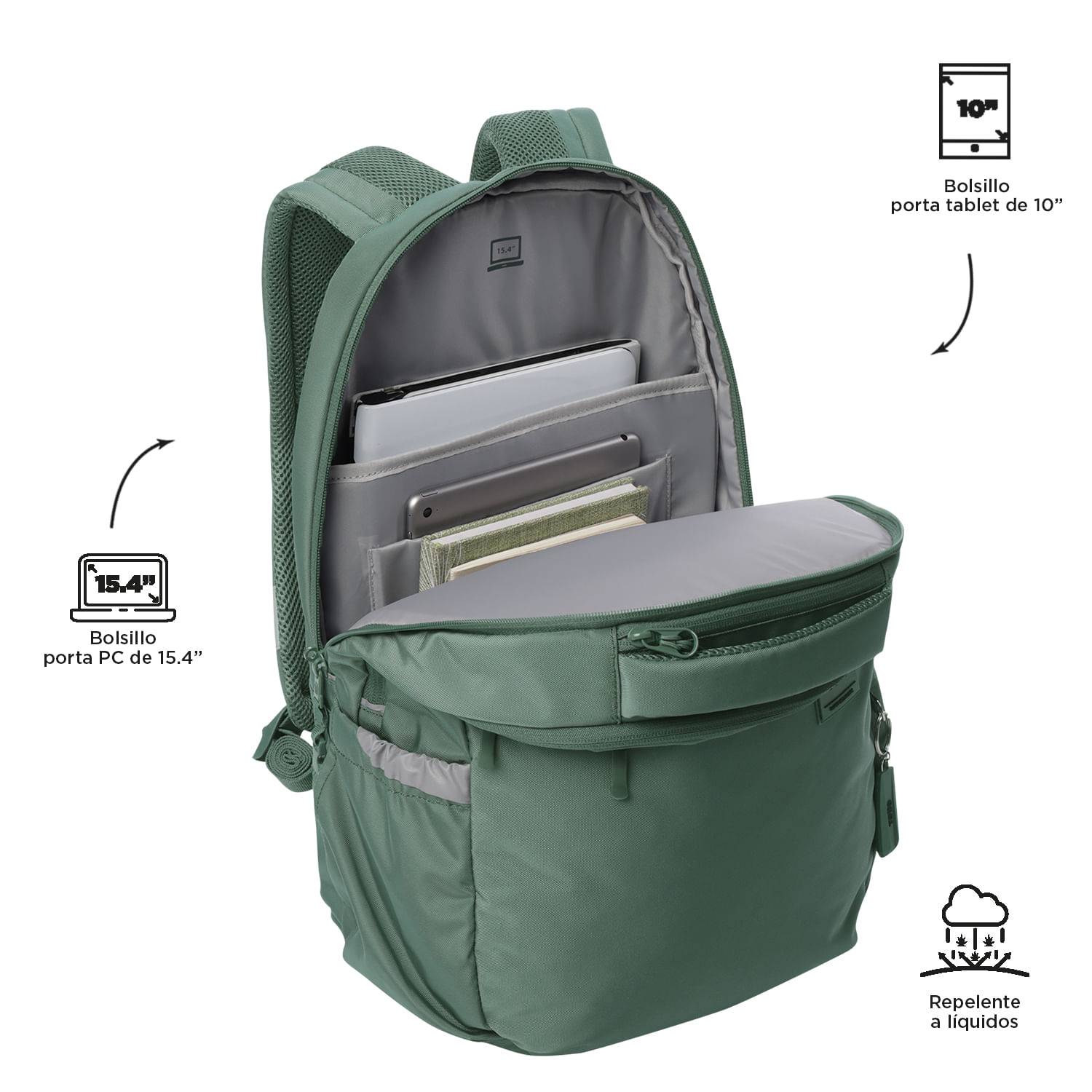 Foto 5 pulgar | Mochila Ergonómica Grande Porta Laptop 15.4 | 27 L Indo