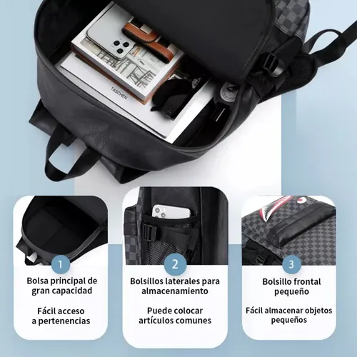 Foto 2 | Tiburón Xtellar Mochila Impermeable De Cuero Suave Para Hombre