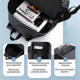 Foto 2 | Tiburón Xtellar Mochila Impermeable De Cuero Suave Para Hombre