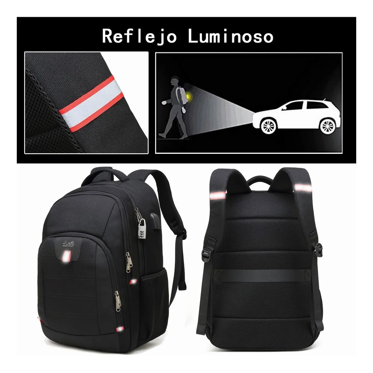 Foto 6 pulgar | Mochila De Negocios Para Computadora 17.3 Con Cargador Usb Lab.g Negro
