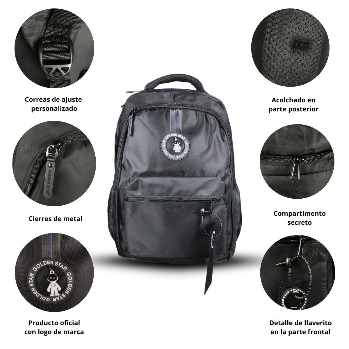 Foto 2 | Mochila Golden Star Astronauta Escolar Gf-1581 Negro