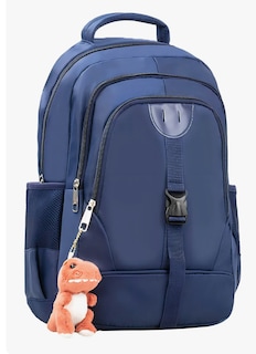 Foto 1 | Mochila Escolar Y Llavero De Peluche Azul Marino
