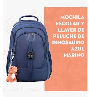 Foto 3 | Mochila Escolar Y Llavero De Peluche Azul Marino