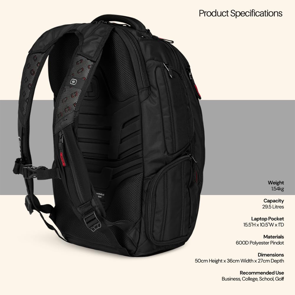 Foto 7 pulgar | Mochila Ogio Renegade Large Black Pindot Para Portátil De 15 Pulgadas - Venta Internacional.