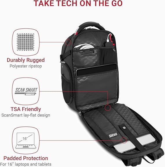 Foto 3 pulgar | Mochila Portátil Swissgear Usb Scansmart Resistente Abrasión Y Fácil De Transportar