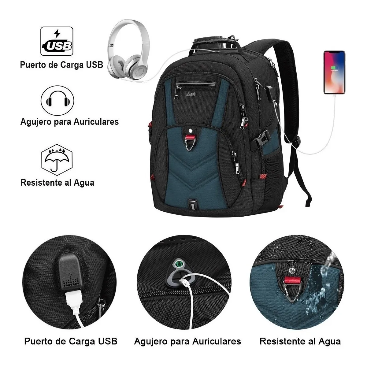 Foto 4 pulgar | Mochila Urbana De Gran Capacidad Lab.g Azul
