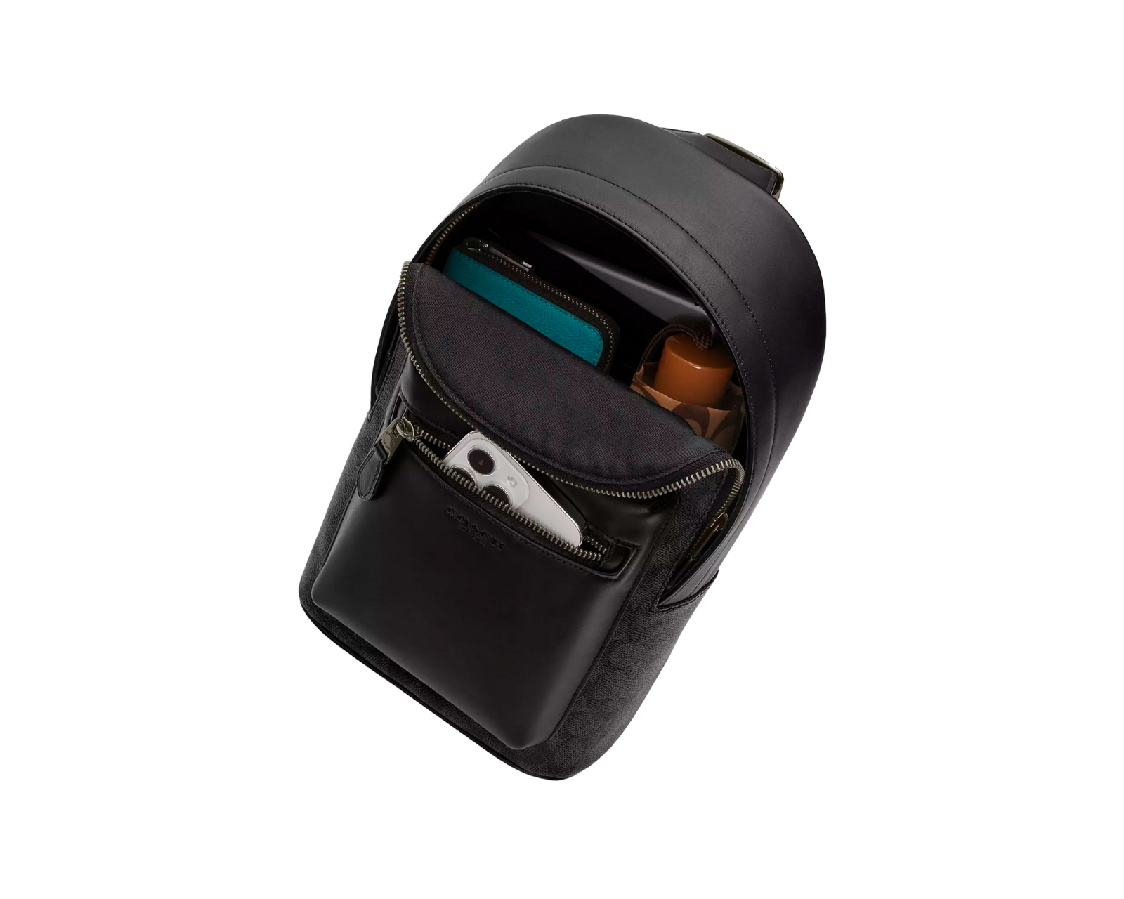 Foto 5 pulgar | Bandolera Coach West Pack Signature Canvas Cv924 Color Negro