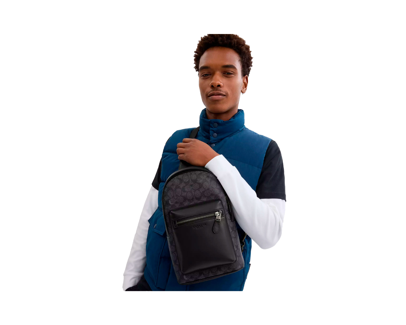 Foto 5 | Bandolera Coach West Pack Signature Canvas Cv924 Color Negro