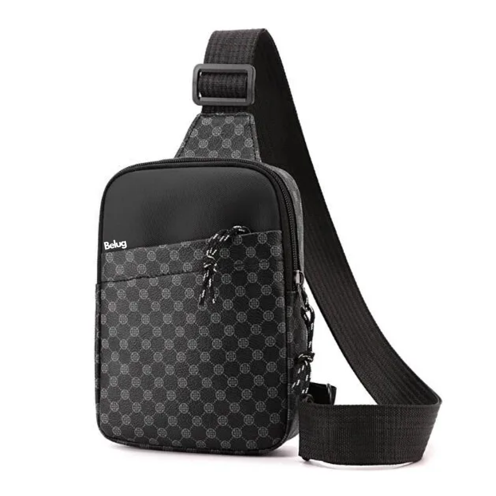 Foto 2 pulgar | Bolso Bandolera De Cuero Impermeable Con Estampado De Cuadro Grey Belug  Negro