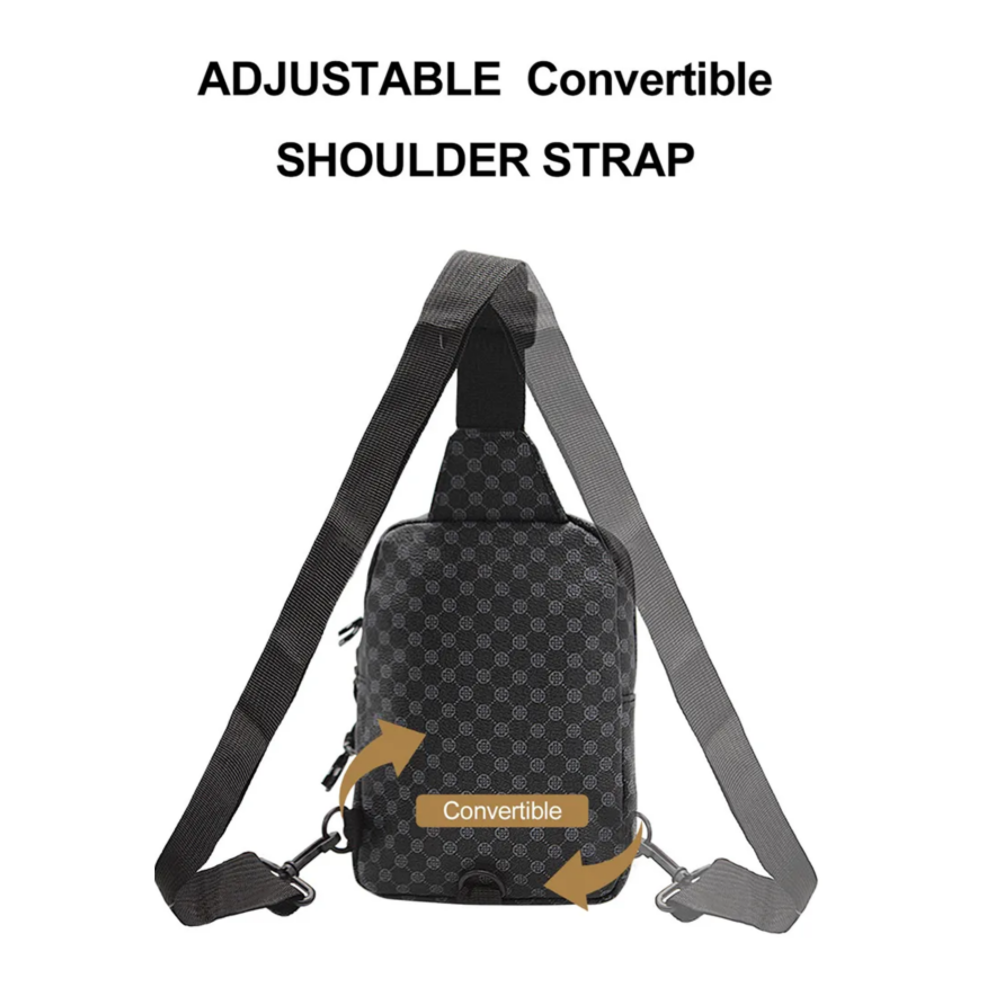 Foto 4 pulgar | Bolso Bandolera De Cuero Impermeable Con Estampado De Cuadro Grey Belug  Negro