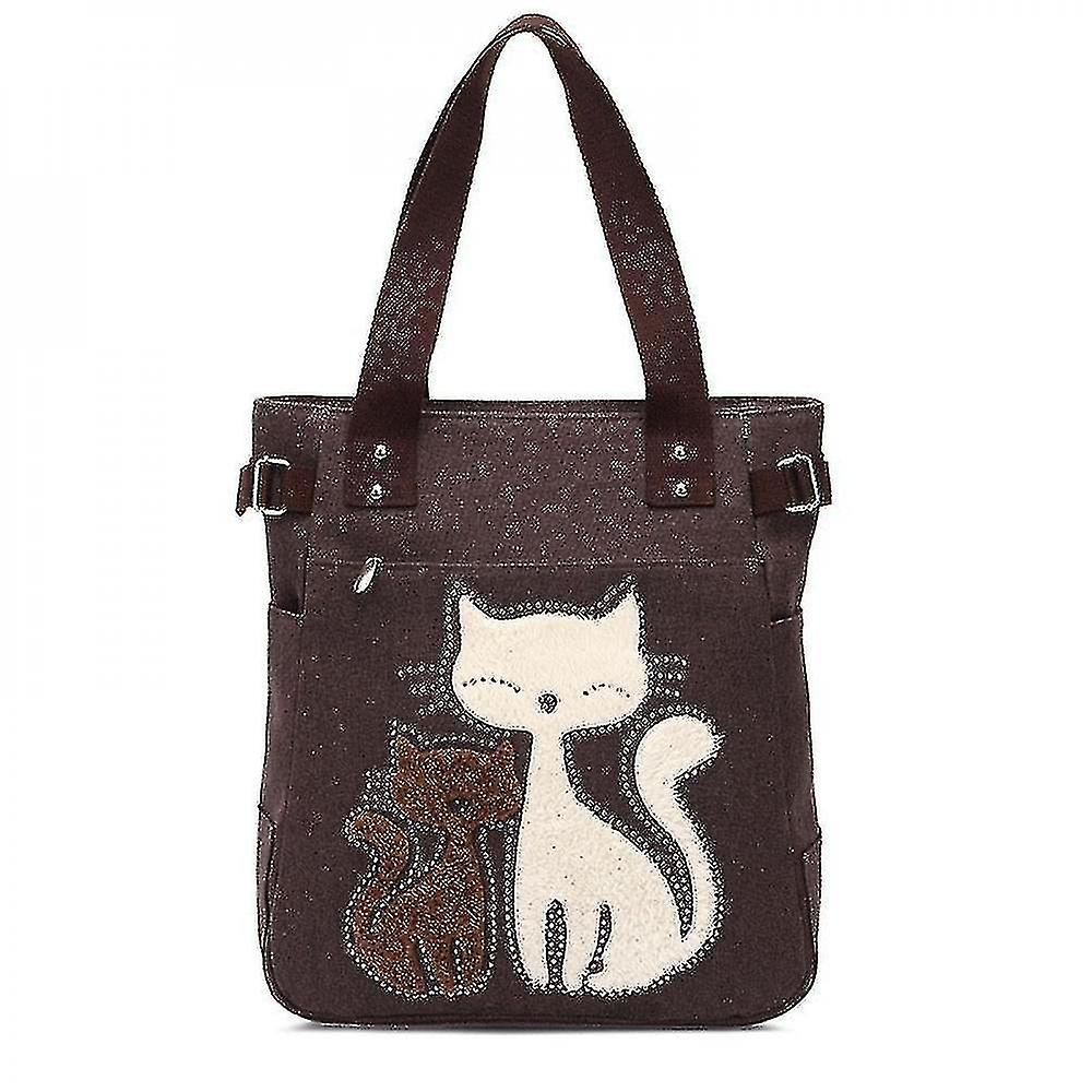 Foto 2 pulgar | Mochila Huoguo  De Lona Con Estampado De Gatos Elegantes  Marrón  Para Mujer - Venta Internacional.