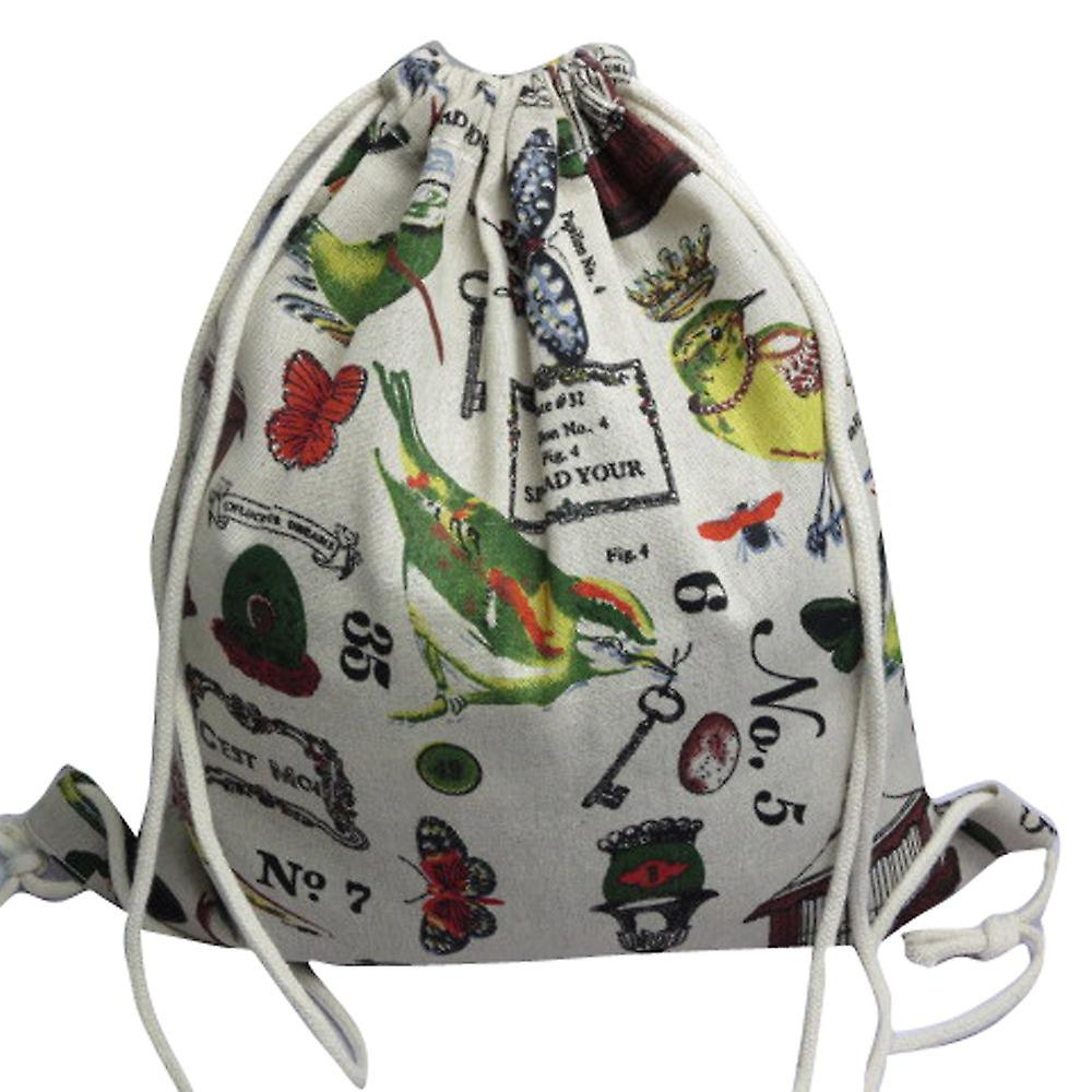 Foto 3 pulgar | Mochila Huoguo Con Estampado Retro Con Cordón Unisex 34 5 X 41 Cm - Venta Internacional.