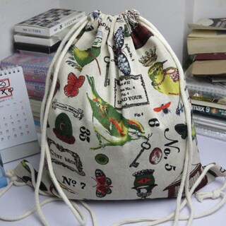 Foto 3 | Mochila Huoguo Con Estampado Retro Con Cordón Unisex 34 5 X 41 Cm - Venta Internacional.