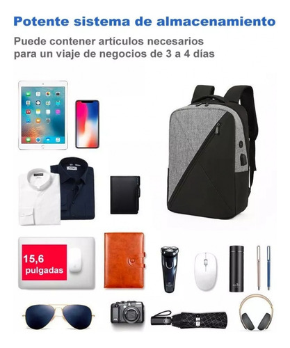 Foto 6 pulgar | Mochila Roku Con Carga Usb Antirrobo  Escuela Y Ocio - Venta Internacional.