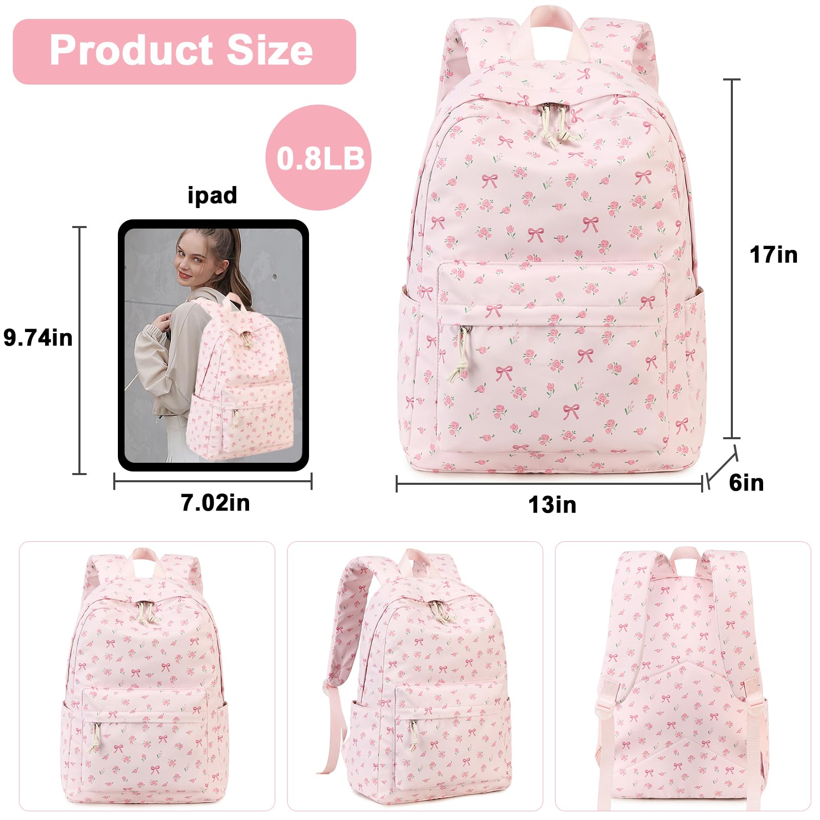 Foto 7 | Mochila Escolar Bluboon Para Adolescentes Con Lonchera Y Estuche Para Lápices - Venta Internacional.