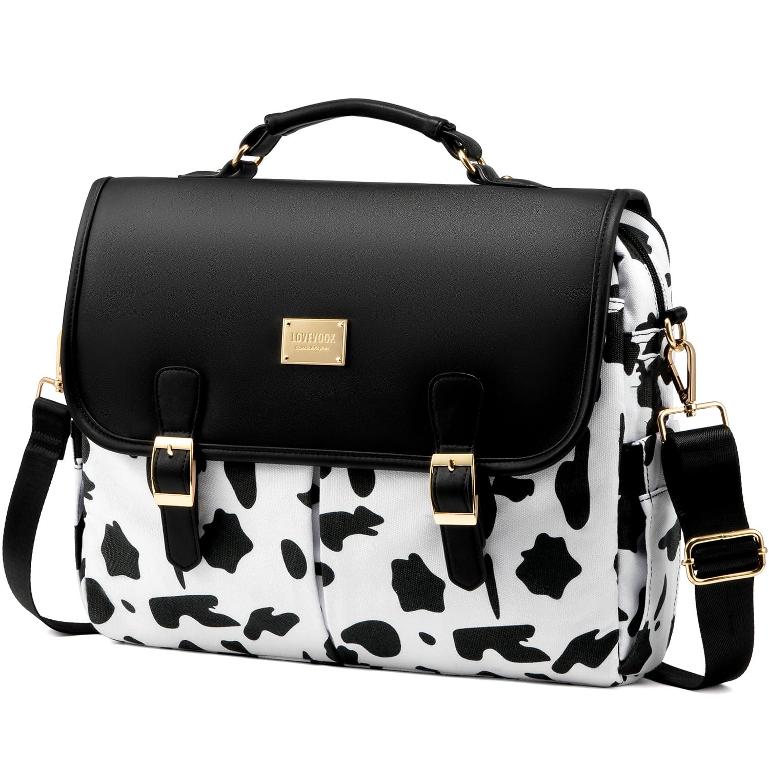 Foto 1 | Bolsa Para Portátil Lovevook Para Mujer De 15.6 Pulgadas Con Estampado De Vaca Negra - Venta Internacional.
