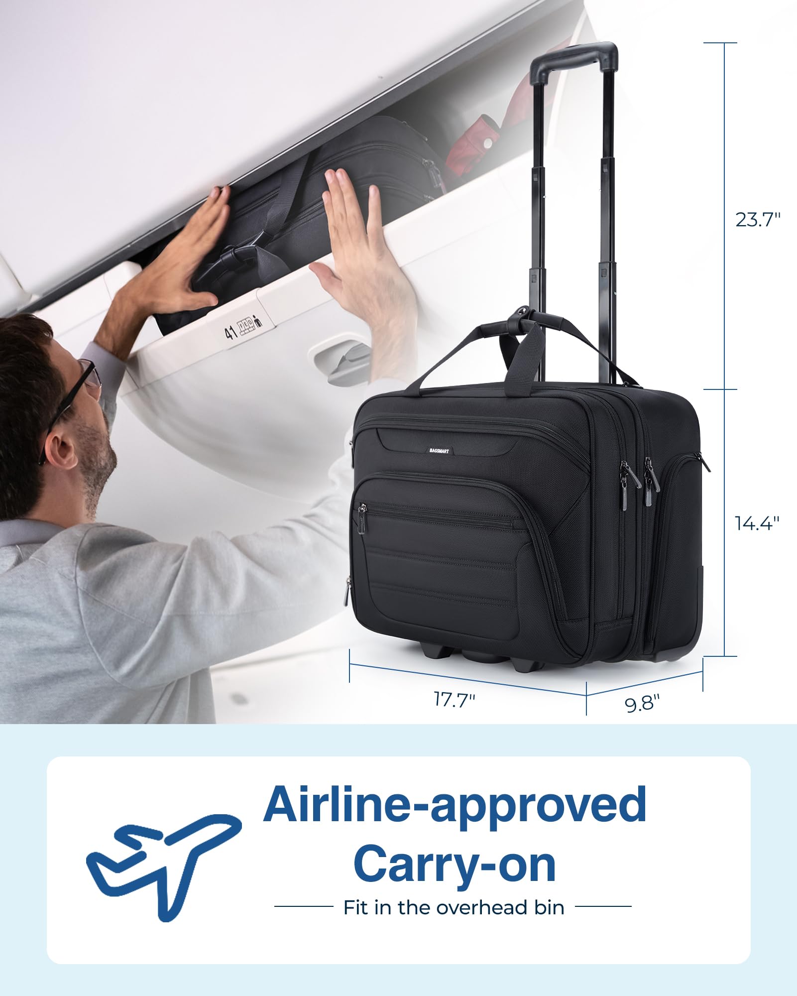 Foto 6 | Maletín Con Ruedas Bagsmart Para Portátil Con Ruedas De 17.3 Pulgadas  Color Negro - Venta Internacional.