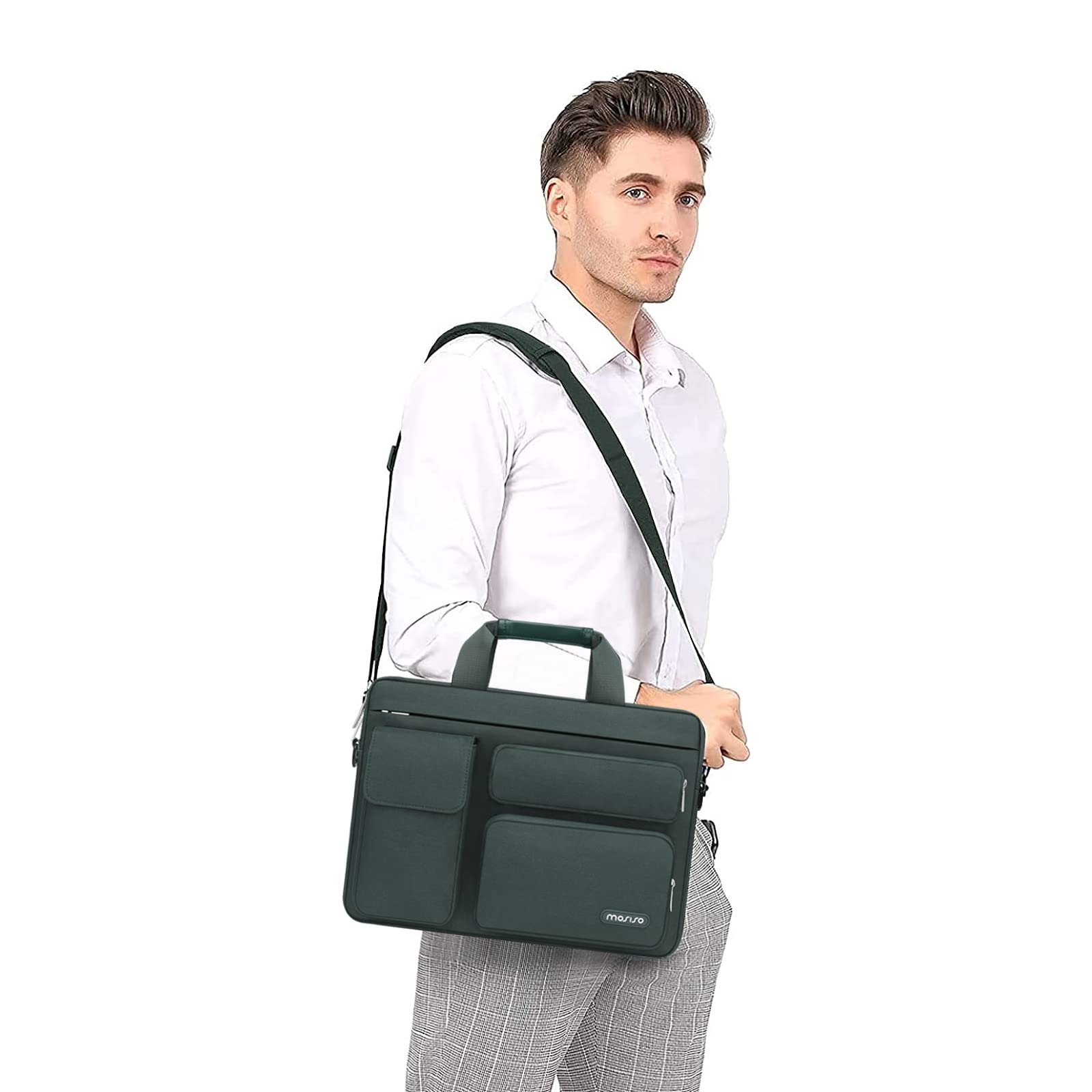 Foto 5 | Bandolera Para Portátil Mosiso De 15.6 Pulgadas  Color Verde Esmeralda - Venta Internacional.
