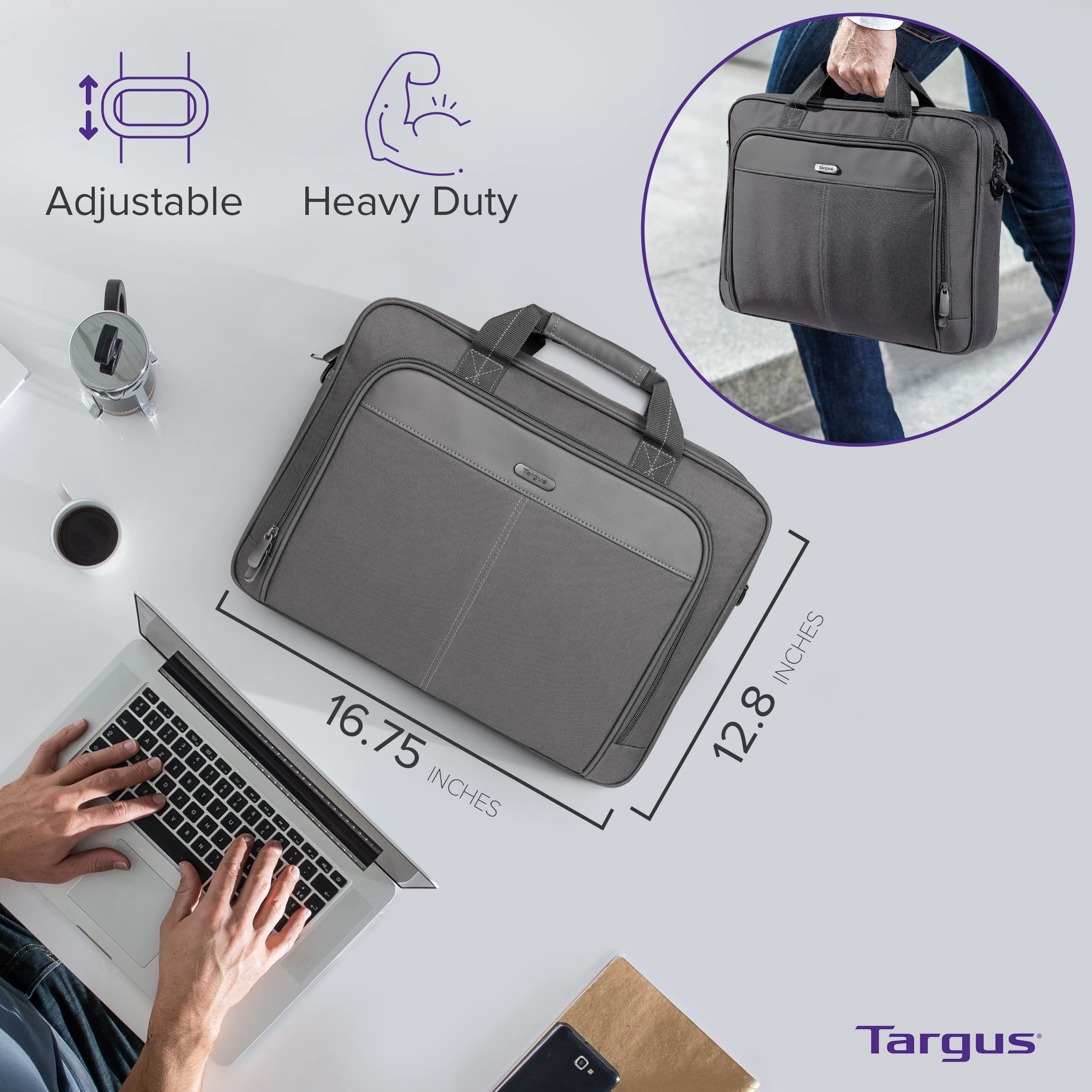 Foto 3 | Funda Para Portátil Targus Classic Slim  Gris  Para Portátil De 15 A 16 Pulgadas - Venta Internacional.