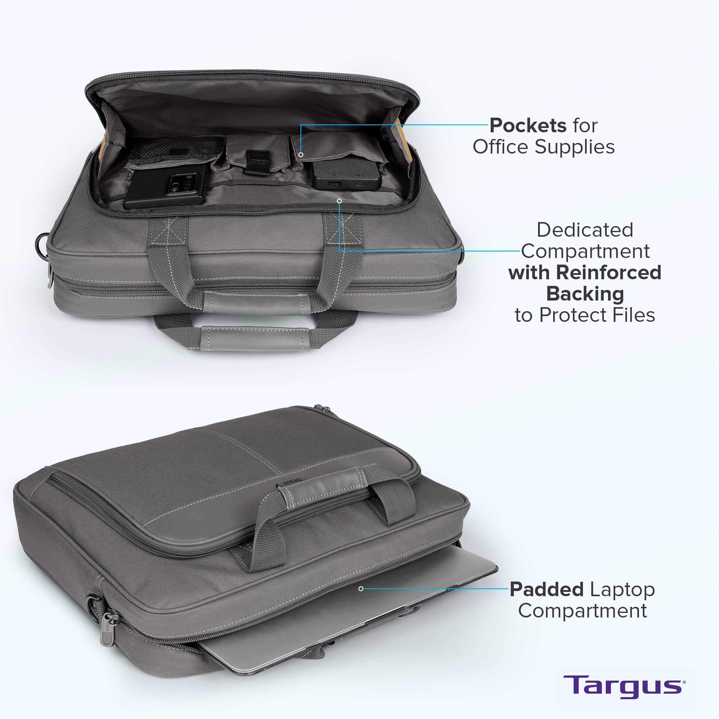 Foto 4 | Funda Para Portátil Targus Classic Slim  Gris  Para Portátil De 15 A 16 Pulgadas - Venta Internacional.