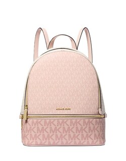 Foto 1 | Mochila Michael Kors Rhea Medium Signature Logo Rosa - Venta Internacional.